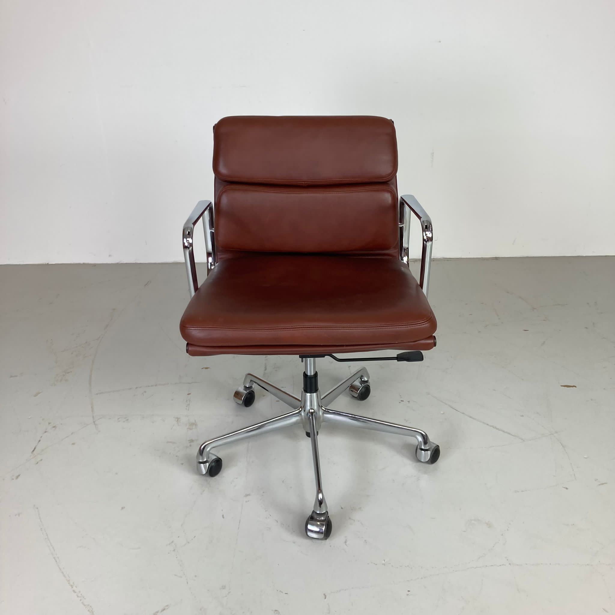 Eames ICF for Herman Miller brown leather Soft Pad Group chair