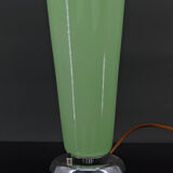 Art Deco lamp in chrome and celadon glass, France, circa 1930