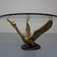 French Swan Coffee Table in Brass and Glass, 1960s