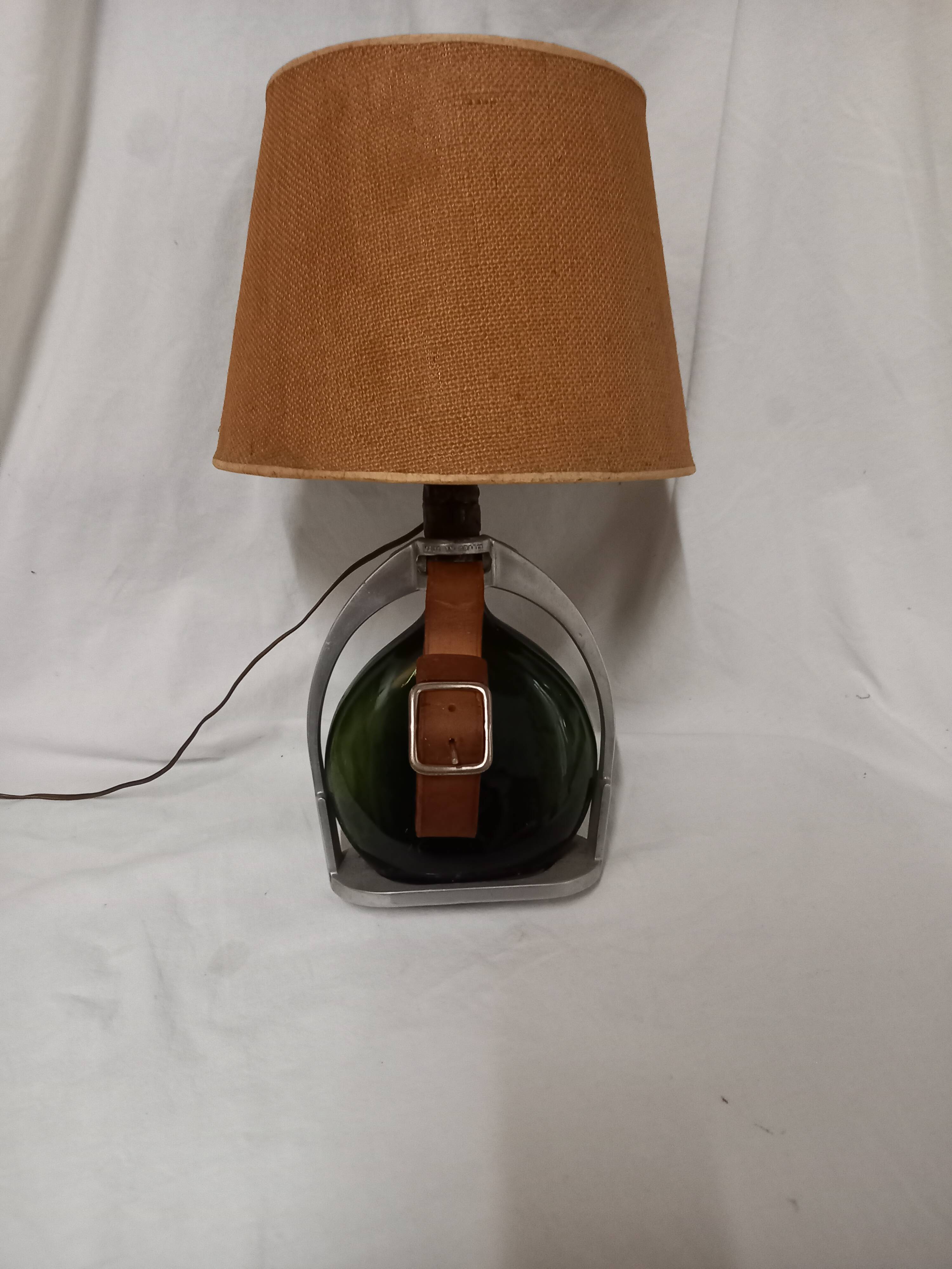 Ducastaing Armagnac bottle lamp with stirrup, 1960s