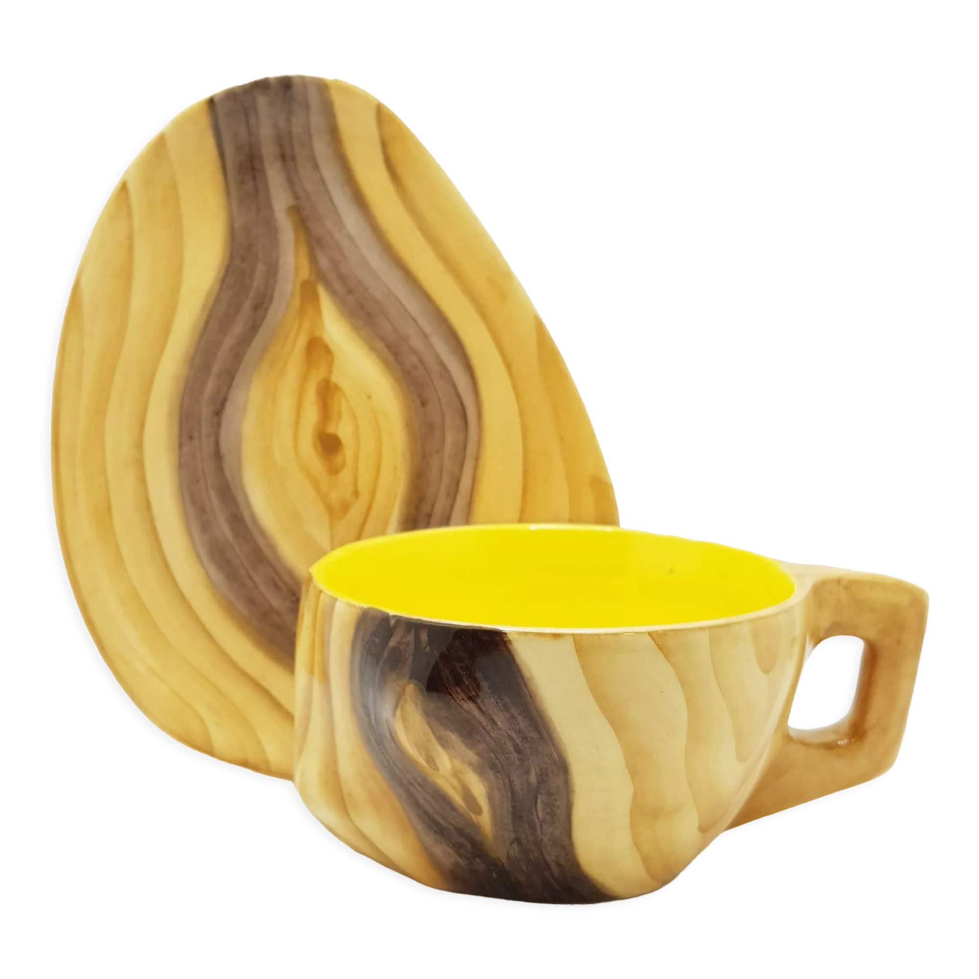 Tasse et soucoupe effet bois