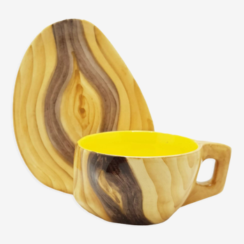 Tasse et soucoupe effet bois