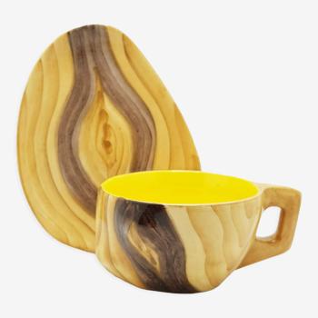 Wood effect cup & saucer