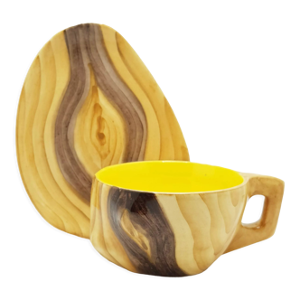 Tasse et soucoupe effet bois