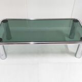 vIntage steel glass coffee table 1970