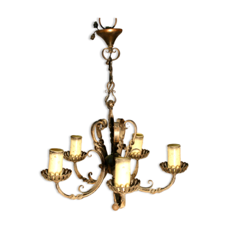 Wrought Iron Chandelier with 5 Lights 1925