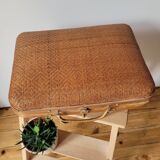60s woven bamboo suitcase