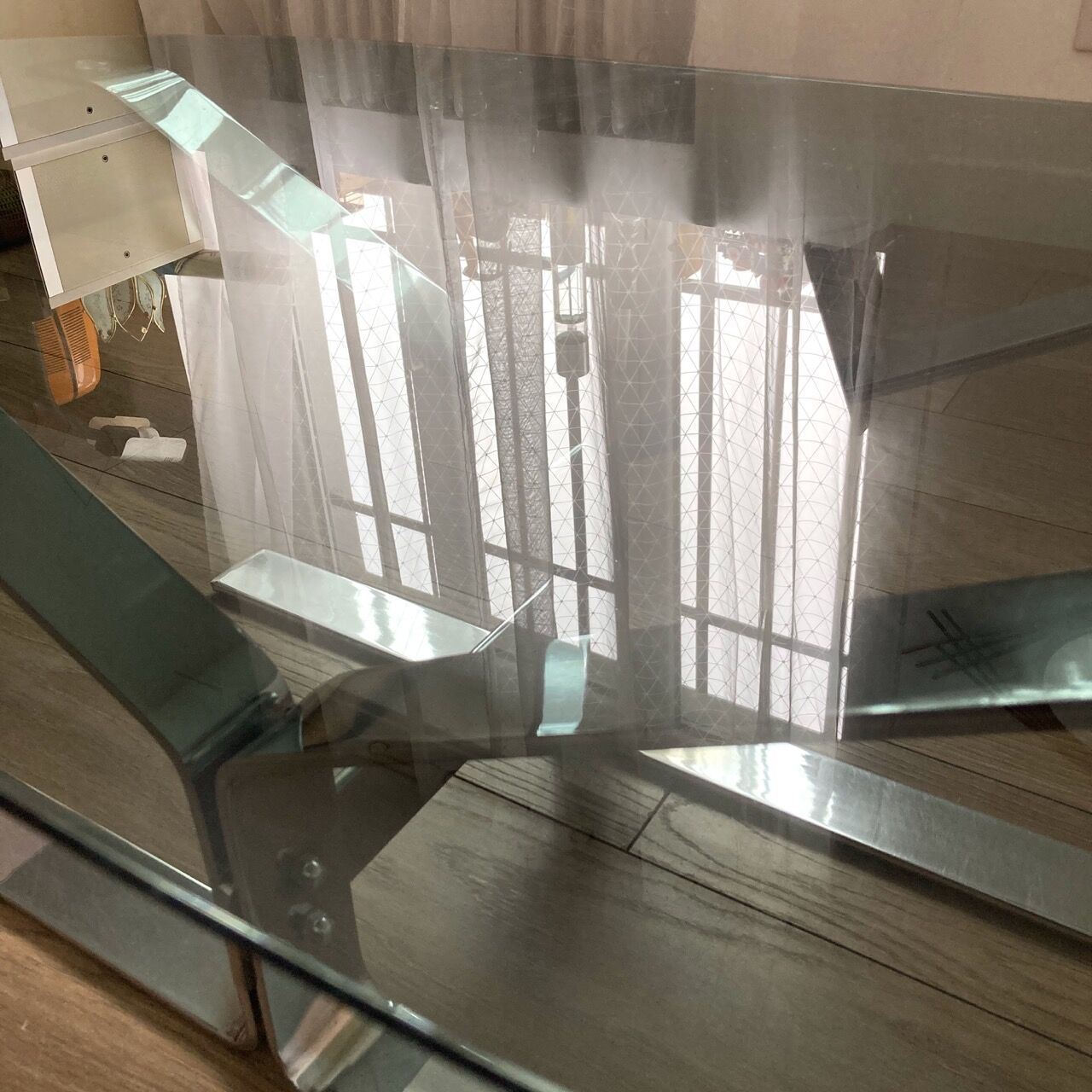 Coffee table 70s chrome and glass