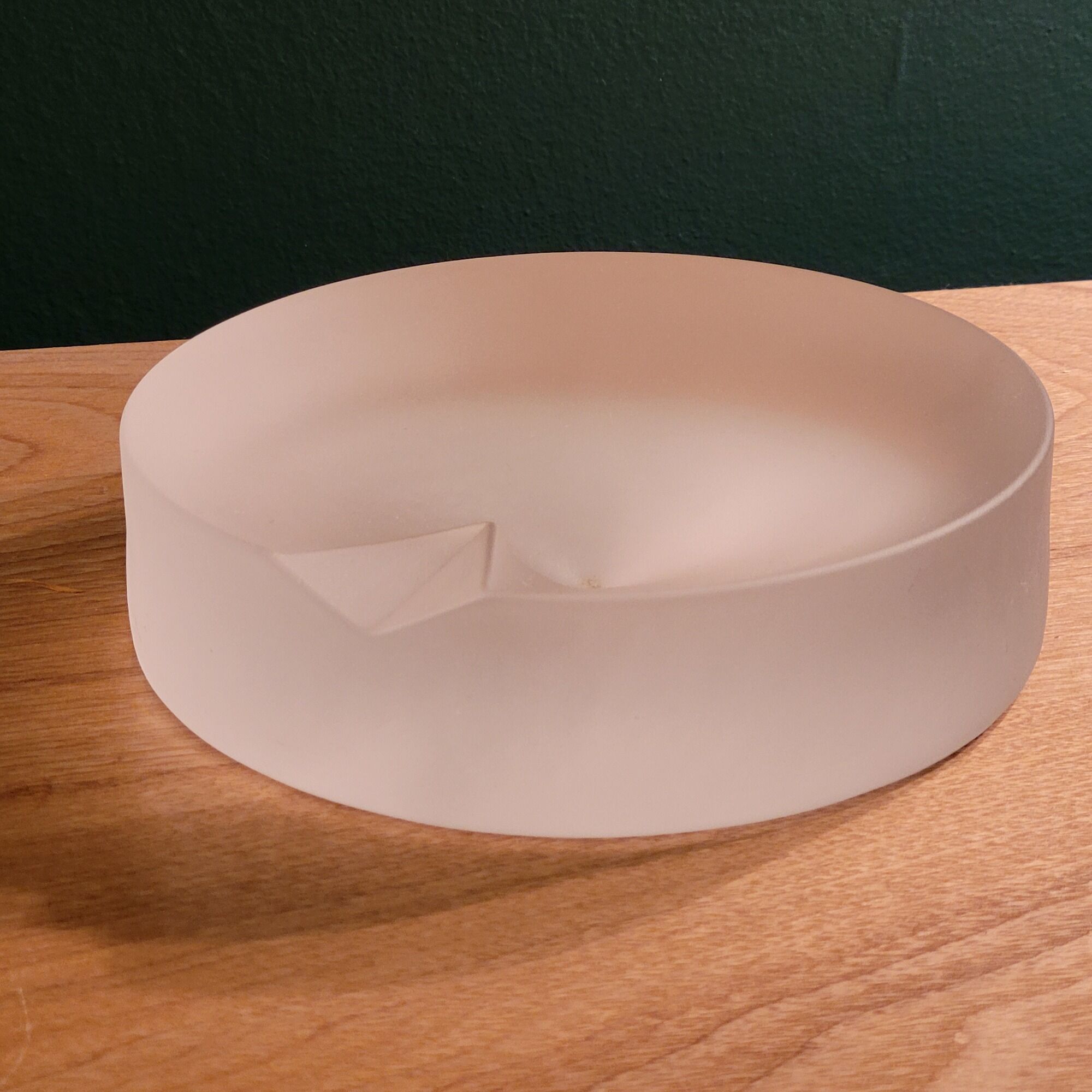 Empty ashtray pocket modernist design in satin molded pressed glass