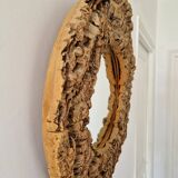 Miroir rond en liège vintage années 70