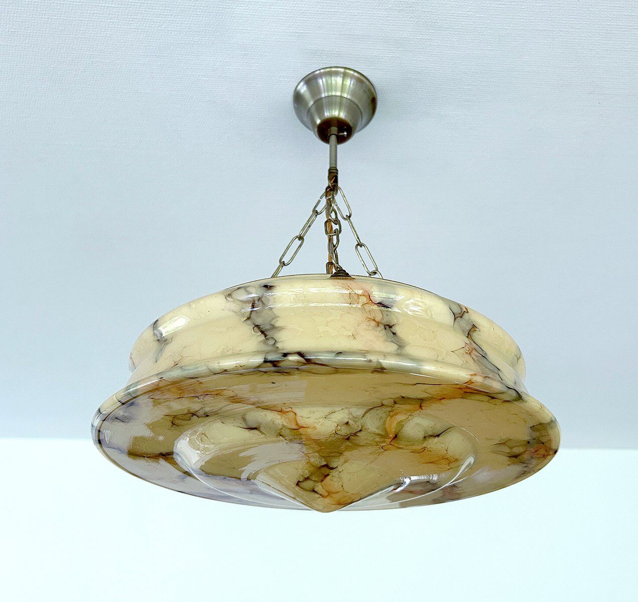Art Deco pendant light in amber marble glass