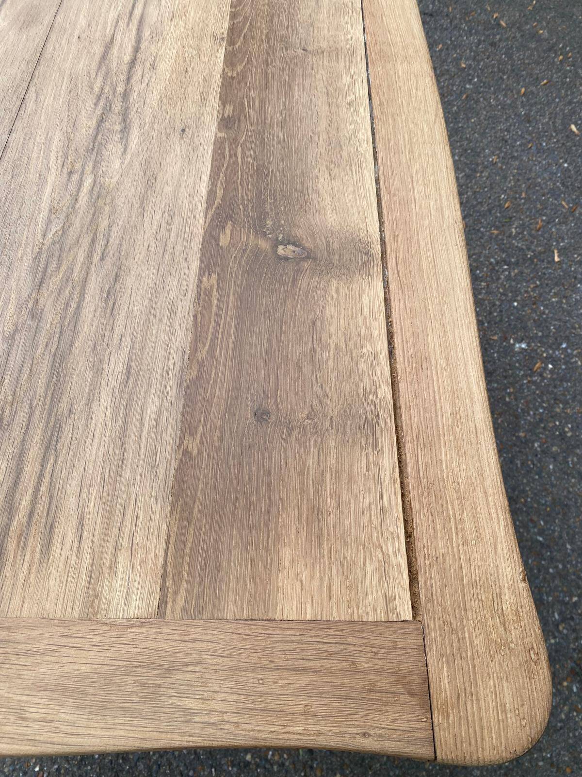 Small dining table, extendable Louis XV kitchen table, stripped oak.