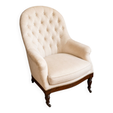 Fauteuil Cabriolet en acajou époque Napoléon III tissu Capitonné, XIXe