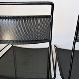 Pair of perforated metal steel chairs from the 80s