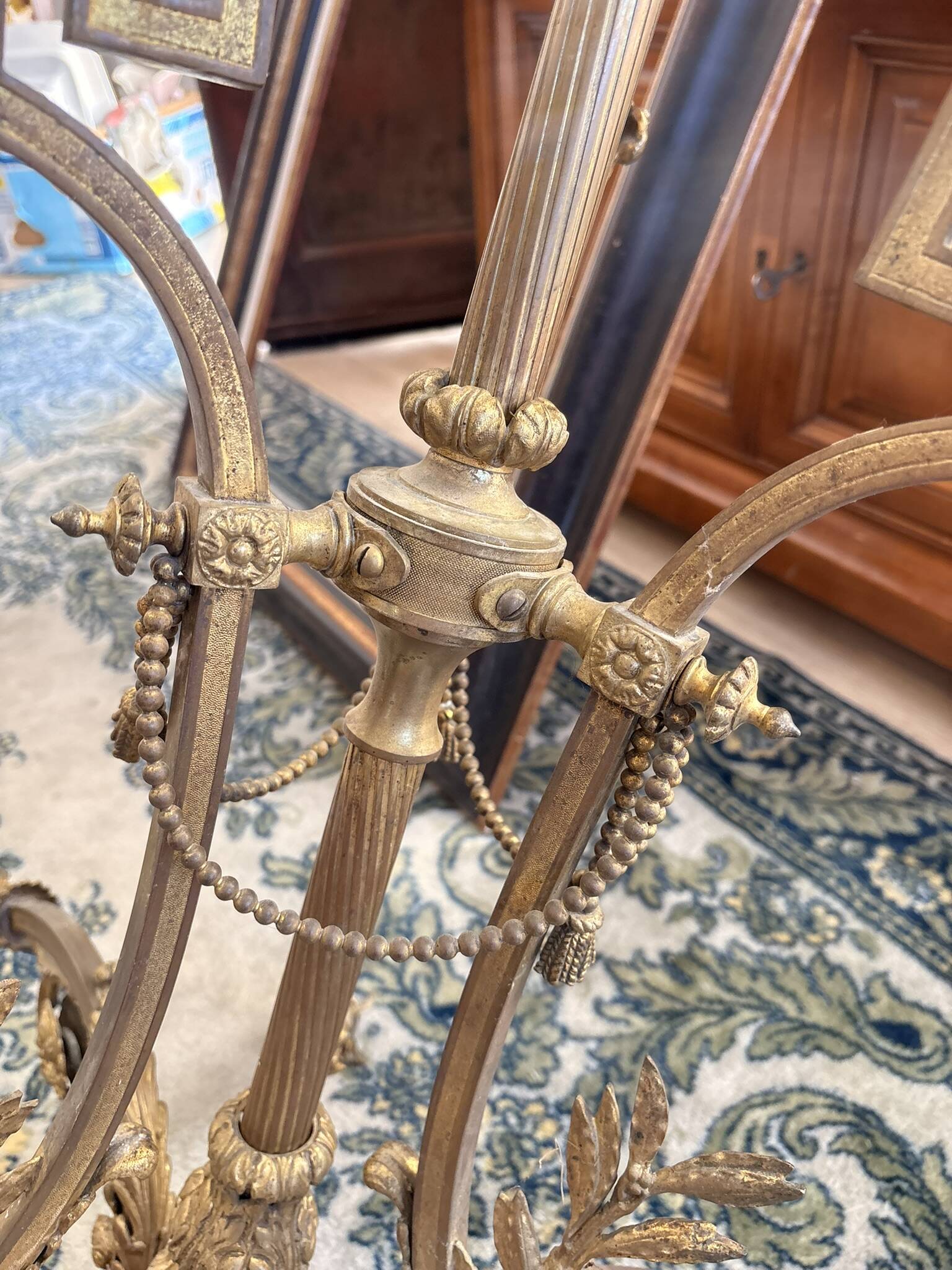 Lustre Bronze Ceiling Light Empire Return Egypt Ram 6 Lights Frosted Glass