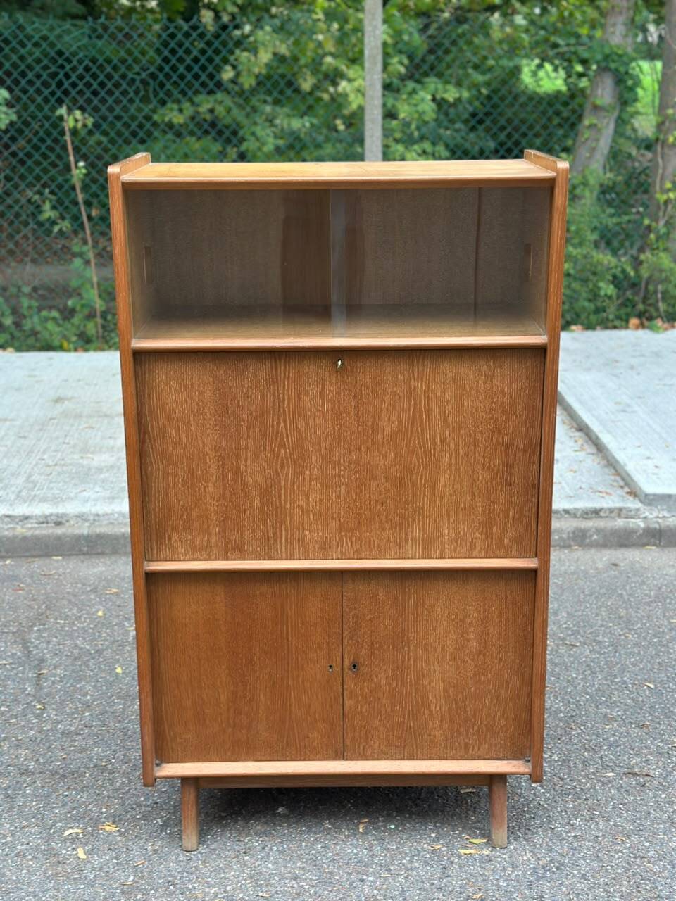 Secrétaire scandinave Mid Century Modern en chêne 1960