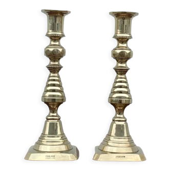 Set of 2 victorian brass candlesticks