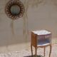 Crude wooden bedside table
