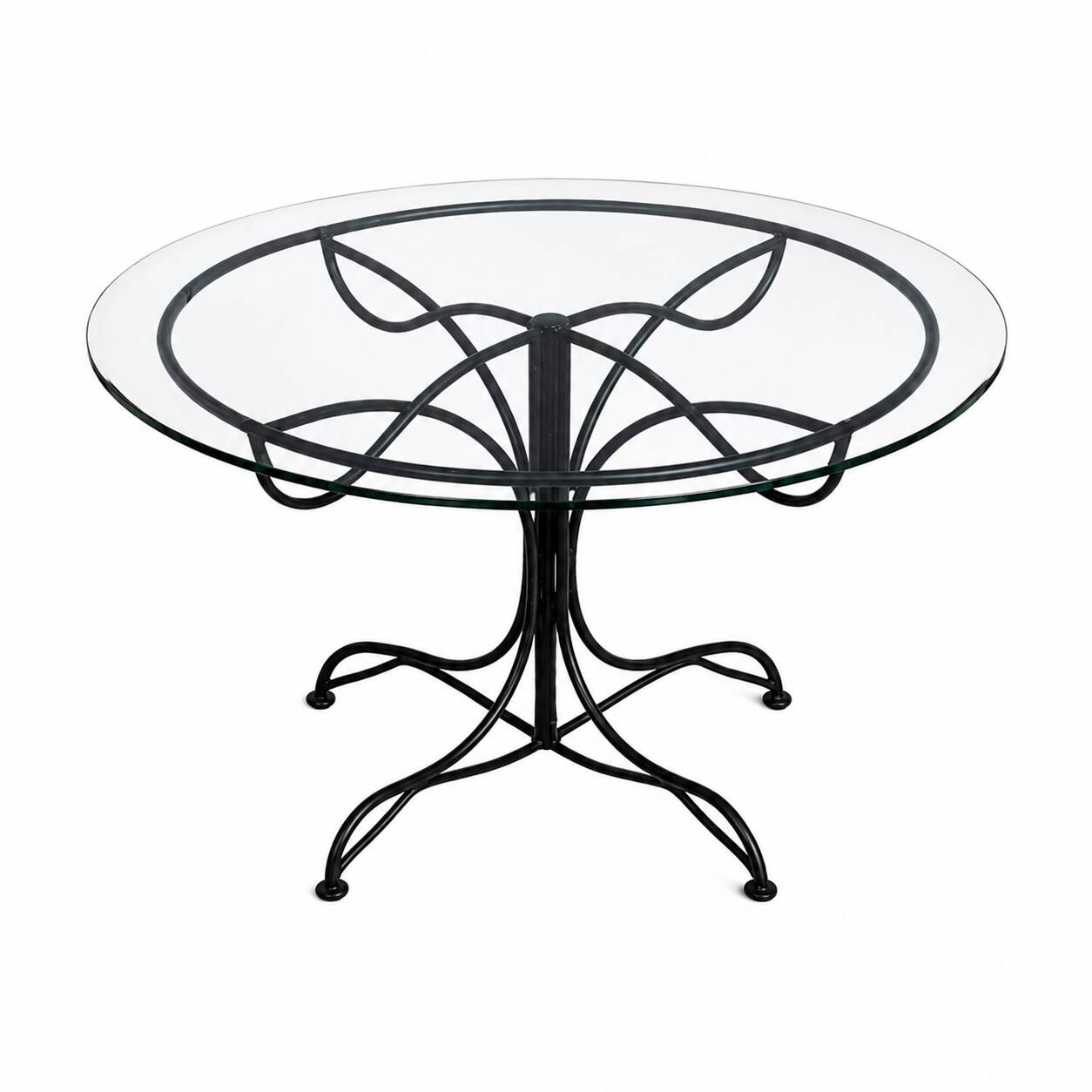Wrought Iron Frederic Weinberg Dining Set with Glass Top