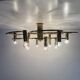 Leola sculptural brass 12-light ceiling or wall flush mount, 1970s