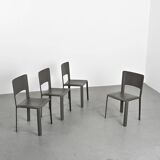 Set of four leather chairs for Cidue, circa 1970