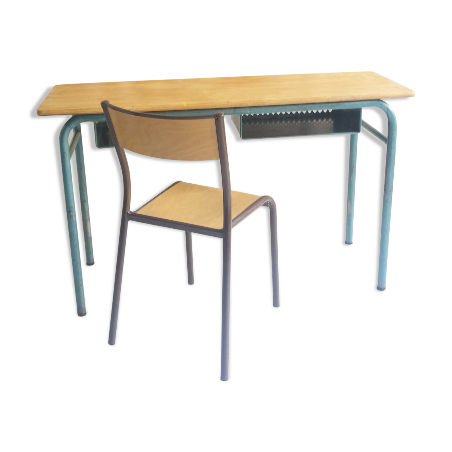 Vintage desk with 2 metal lockers and chair