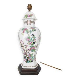 Asian floral porcelain lamp base