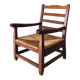 Rustic Oak & Rush Armchair, France, 1930s