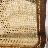 Chaise d’angle en bois et cannage