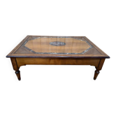 Coffee table – French classic style – Cherry, oak, marble