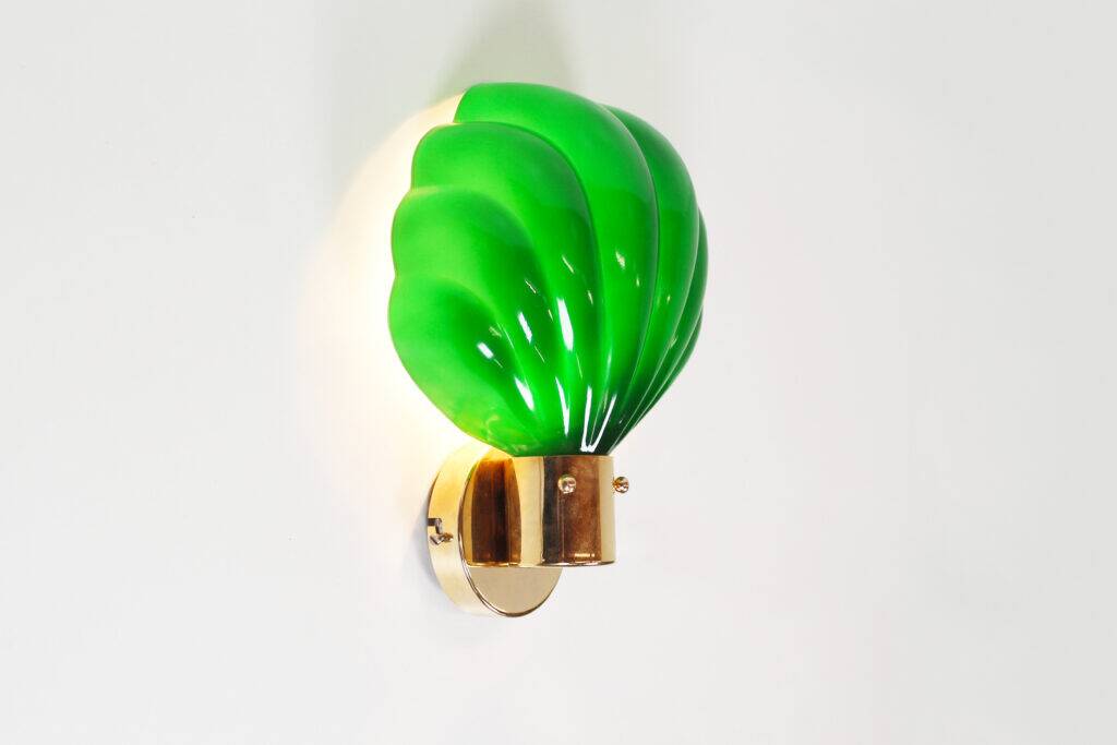 Large pair of Italian glass and brass wall lamps, Italy 1970s