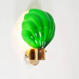 Large pair of Italian glass and brass wall lamps, Italy 1970s