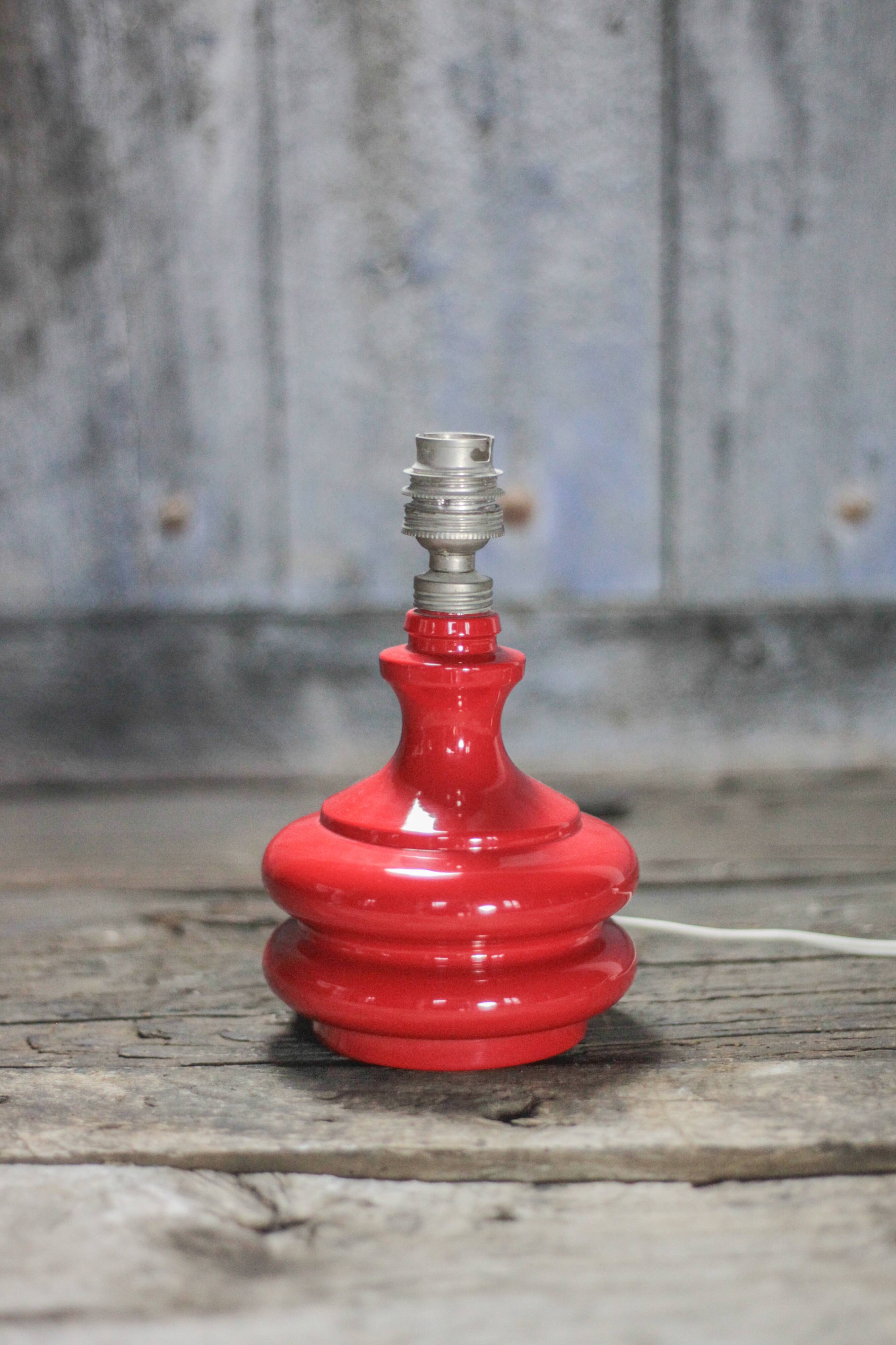 Vintage red glass lamp, table lamp, bedside lamp.