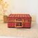 Vintage red woven wicker briefcase with leather buckle - rattan