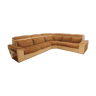 Leather and microfiber angle sofa