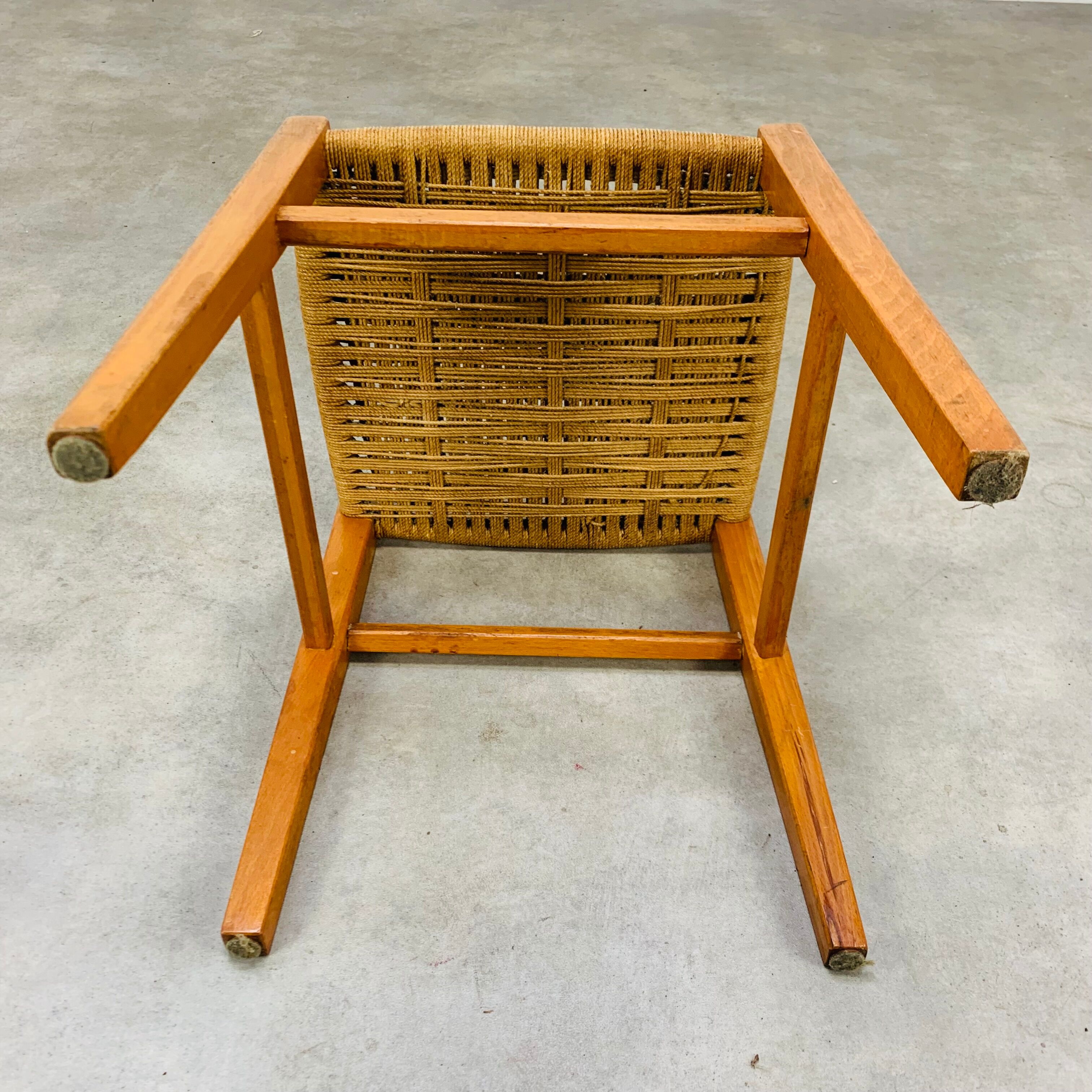 Rope stool and square wood 60s