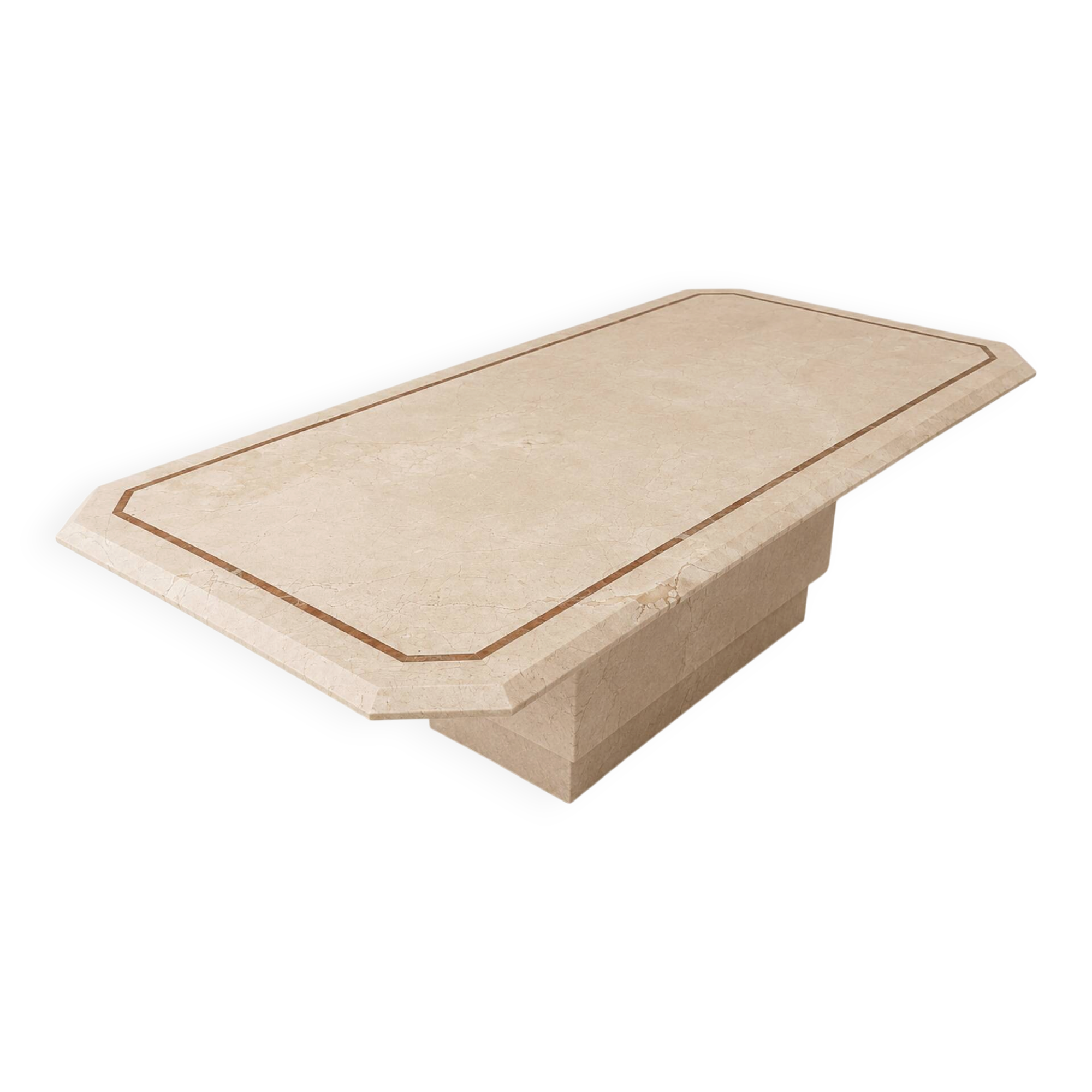 Marble inlaid coffee table, Italian Hollywood Regency style 70s