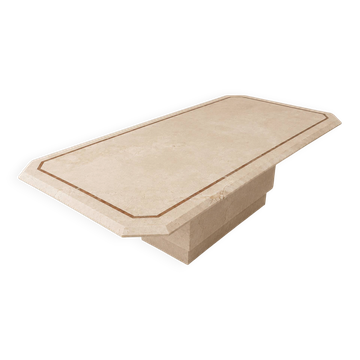 Table basse en marbre marqueterie, style italien Hollywood Regency 70