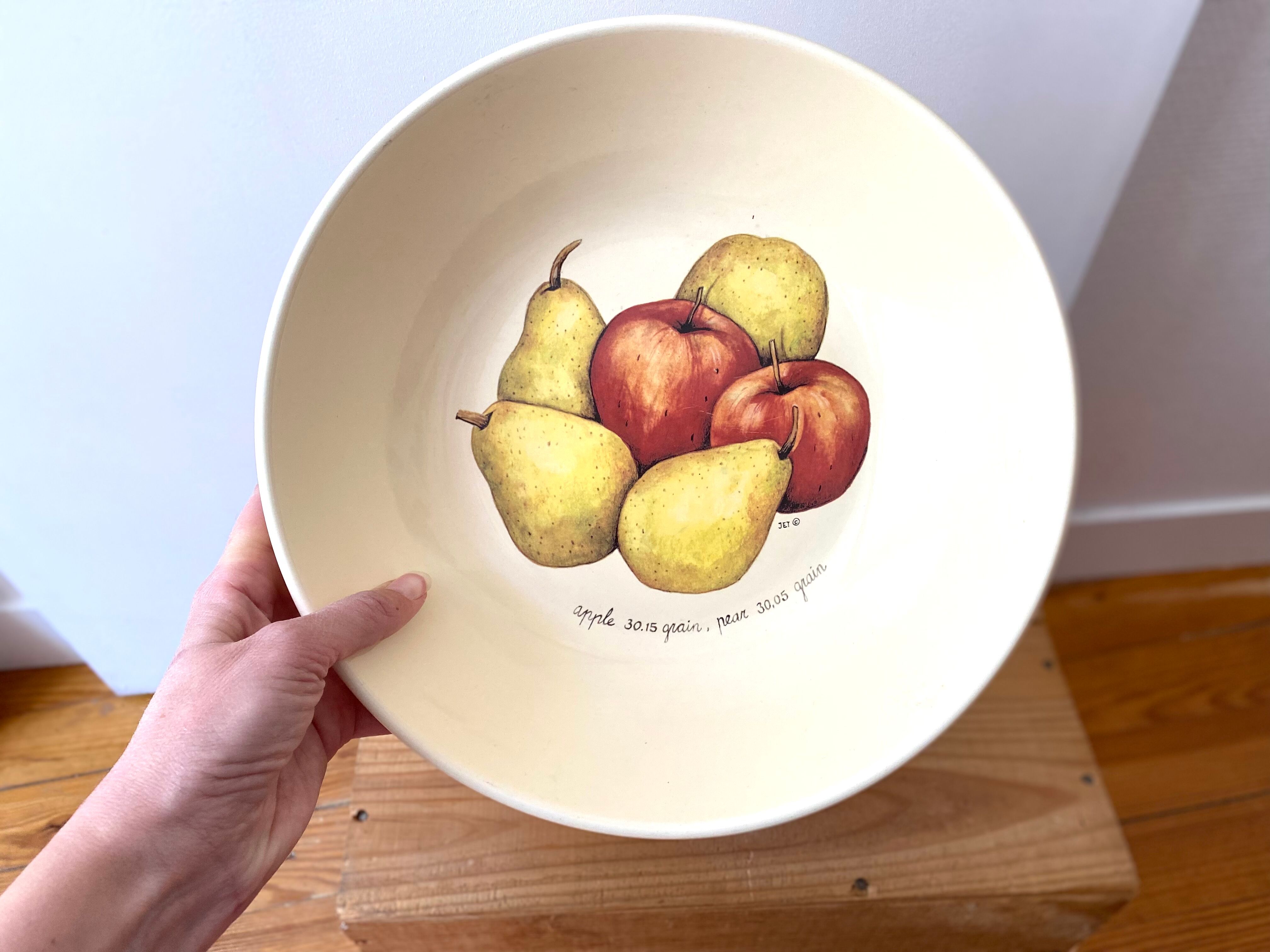Ceramic salad bowl apples and pears Ter Steege Rÿssen vintage