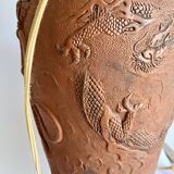 Terracotta lamp, 2 M fabric cable, jute lampshade