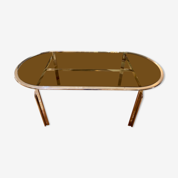 Oval smoked glass dining table