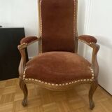 Voltaire armchair in cognac velvet