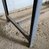 Vintage industrial gray metal dining table 1950