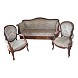 Voltaire Louis Philippe sofa and 2 armchairs, fully restored