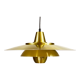 Large brushed aluminum pendant light with golden finish. Produced by Jeka. Denmark 1970s