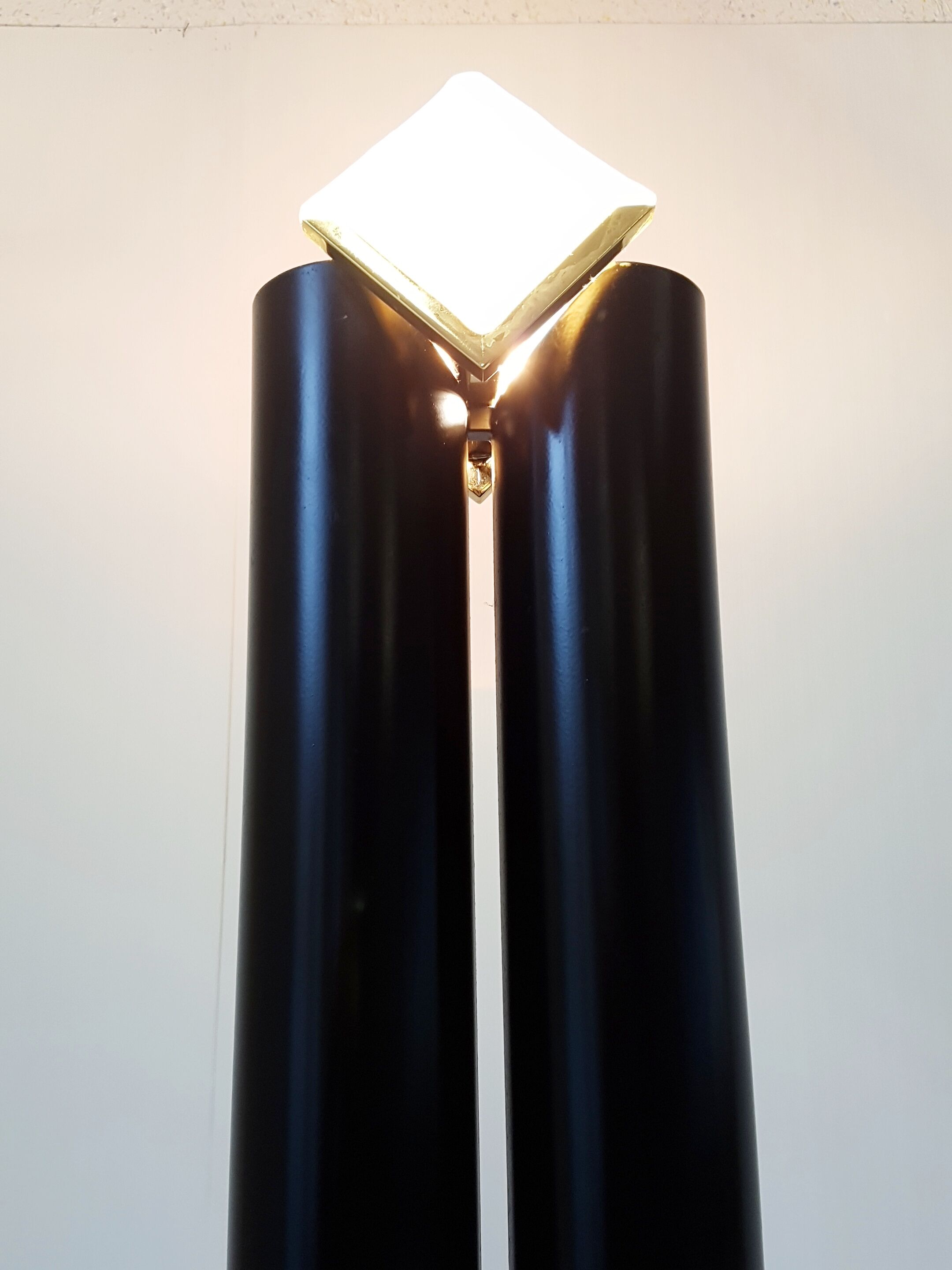 Lampadaire italien en Murano et acier 1970