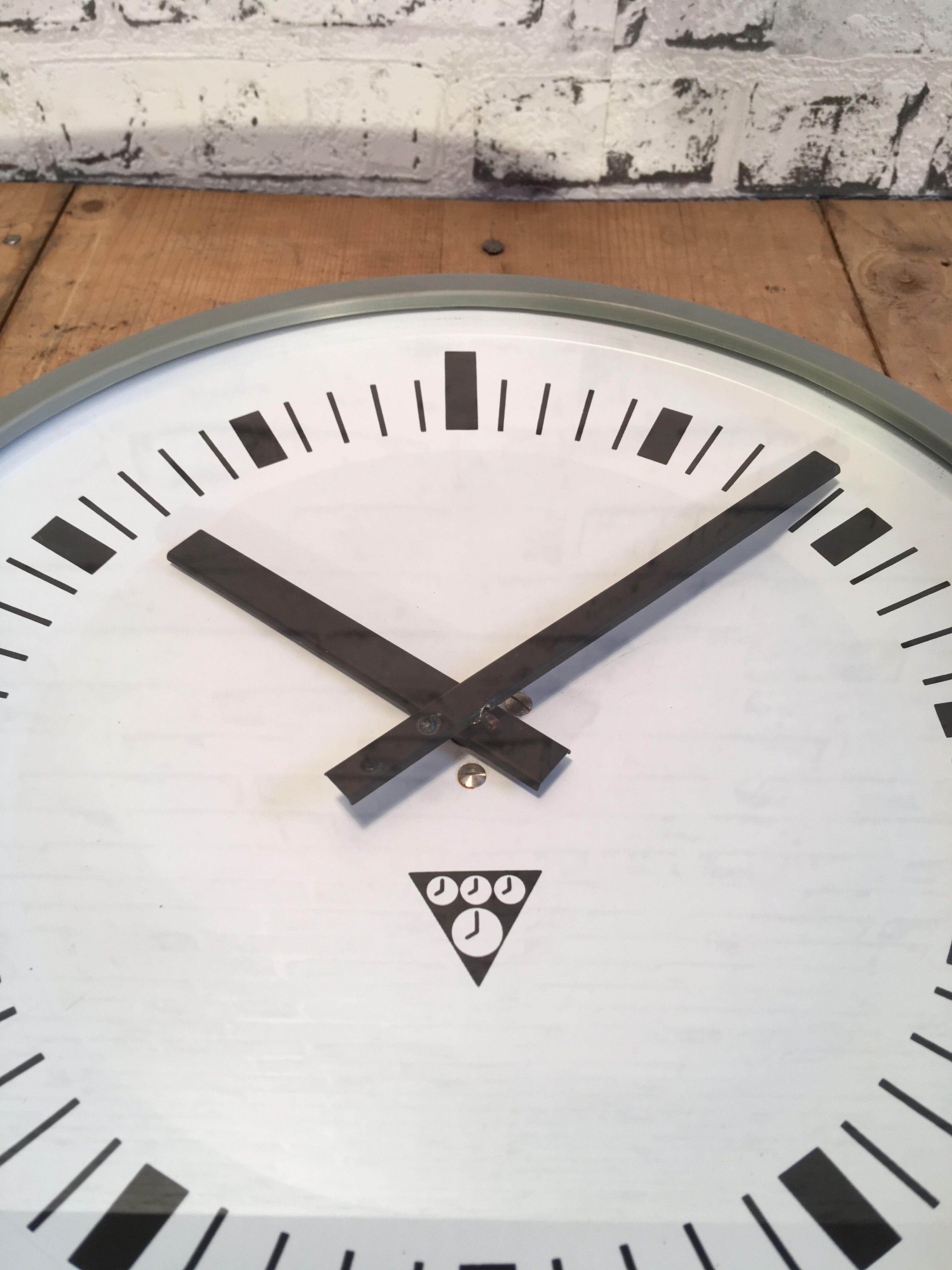 Dark Grey Industrial Bakelite Wall Clock From Pragotron, 1970s