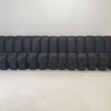 De Sede DS-600 "Non Stop" Snake Shaped Modular Sofa in Full Black Leather