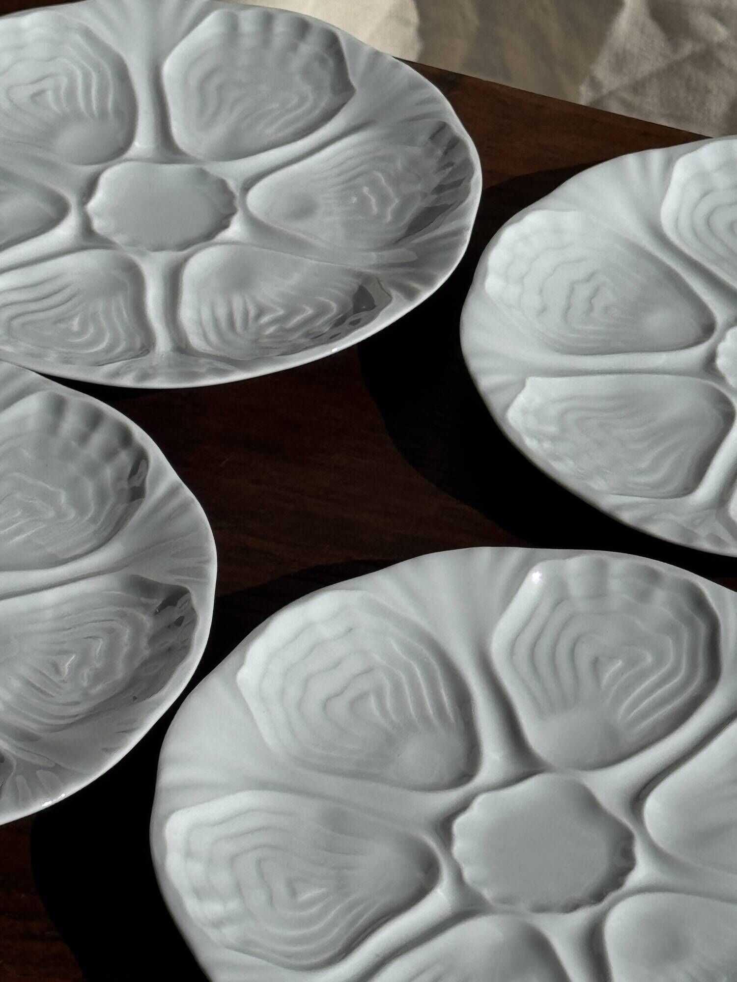 Set of 4 oyster plates Limoges France D25