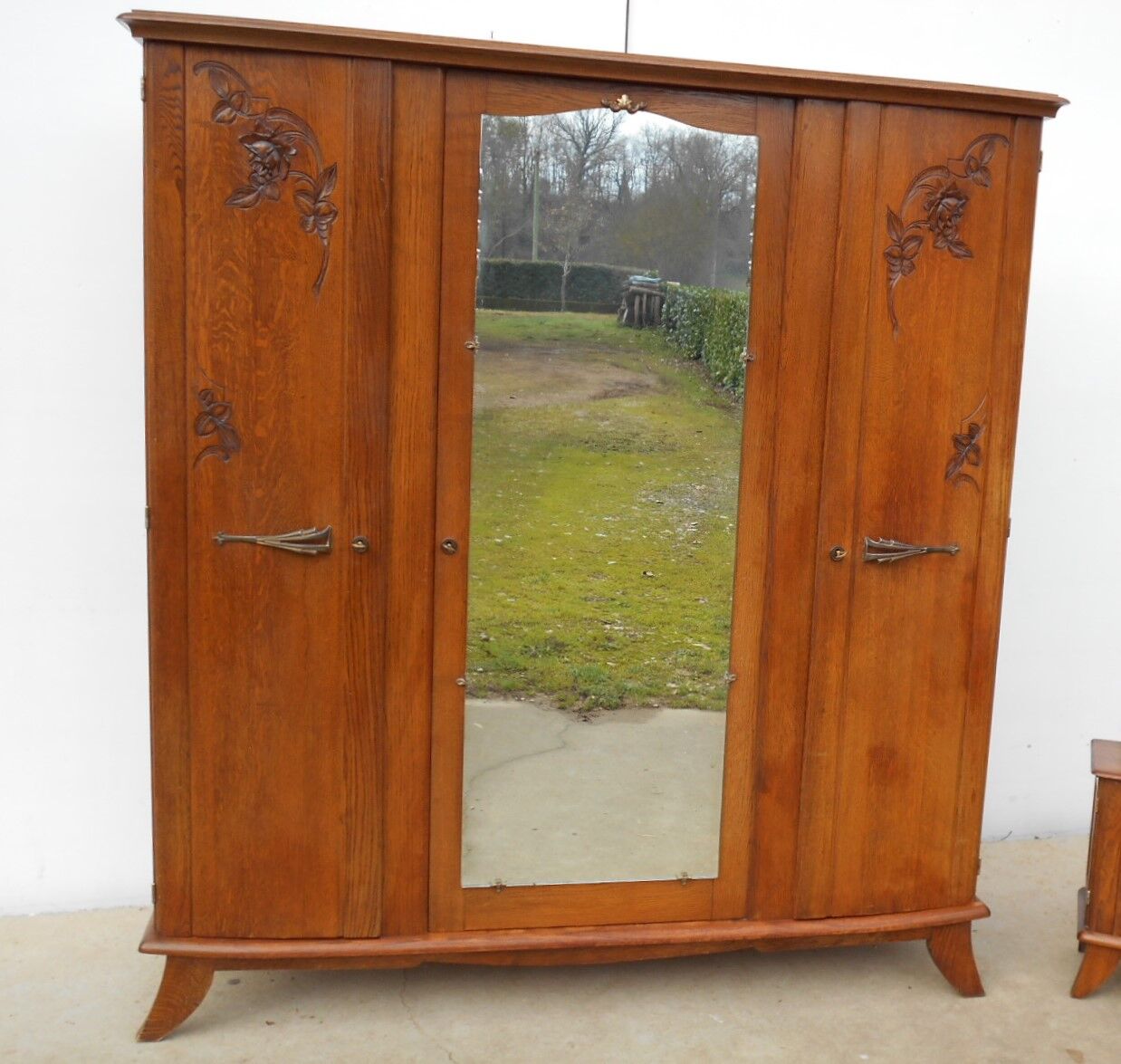 Art deco wardrobe in solid oak